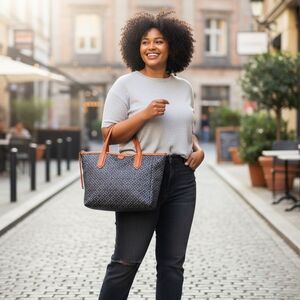 Fossil Navy and Tan Tote Bag